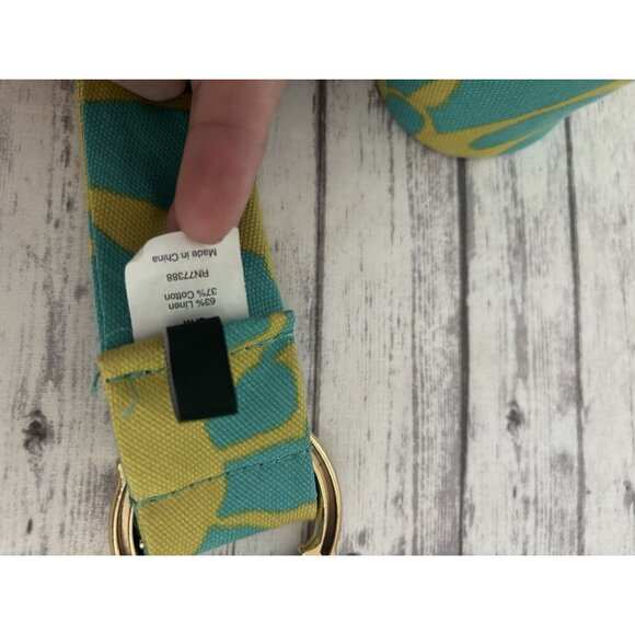 J. Crew Multicolor Striped Fabric Loop Belt, Teal & Green, Linen Cotton S/M - Picture 4 of 7
